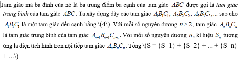 Tam giác mà ba đỉnh của nó là ba trung điểm ba cạnh của tam giác  được gọi là tam giác trung bình của tam giác (ảnh 1)