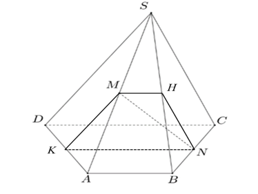 Cho hình chóp S.ABCD có ABCD là hình thang cạnh đáy AB,CD và CD = 6(tham khảo hình vẽ bên) (ảnh 2)
