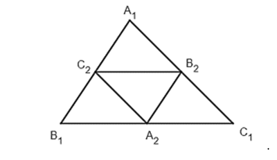 Cho tam giác A1, B1, C1 có diện tích bằng 2023 cm2. (ảnh 1)