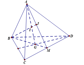 Cho tứ diện ABCD. G là trọng tâm tam giác BCD, M là trung điểm CD (ảnh 1)