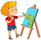 Boy Drawing Dragon on Canvas Stock Vector - Illustration of student, clipart: 108800161