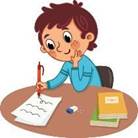 A Boy Is Studying On A Table Stock Illustration - Download Image Now - Writing - Activity, Child, Handwriting - iStock