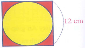Hình vuông có cạnh dài 12 cm (như hình vẽ). Độ dài bán kính của hình tròn là: (ảnh 1)
