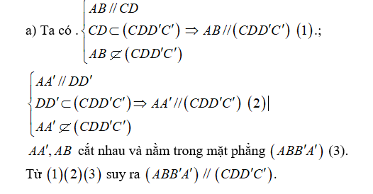 Cho hình lăng trụ ABCD.A'B'C'D' có tứ giác ABCD là hình thang đáy AB,CD thỏa mãn AB = 2CD (ảnh 1)