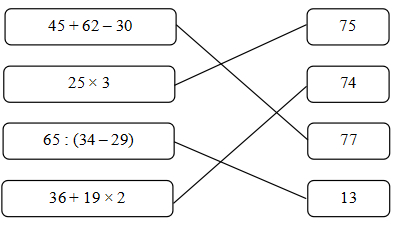 Nối vào kết quả đúng 45 + 62 – 30 (ảnh 2)