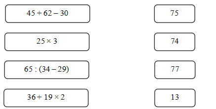 Nối vào kết quả đúng 45 + 62 – 30  (ảnh 1)