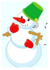 Chọn từ thích hợp với tranh.   A. người tuyết B. cục bông C. bông tuyết (ảnh 1)