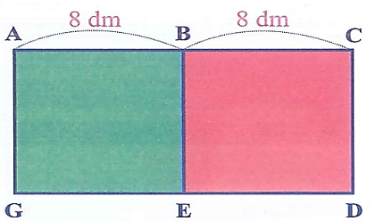 Viết phép tính thích hợp. ABEG và BCDE là hai hình vuông có cạnh dài 8 cm (như hình vẽ). Độ dài của đường gấp khúc ABEDC là: (ảnh 1)