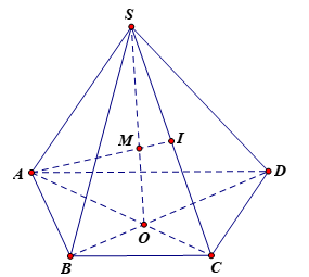 Cho hình chóp S.ABCDcó I là trung điểm của SC, giao điểm của AI và SBD là (ảnh 1)