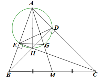 Cho tam giác nhọn (ABC) có (AB < AC) các đường cao (BD,CE)  (ảnh 1)
