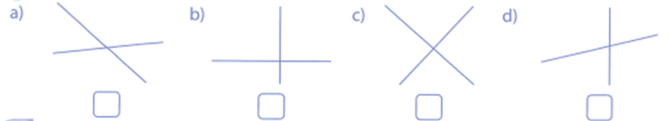 Đánh dấu (x) vào ô trống đặt dưới những hình có hai đường thẳng vuông góc: (ảnh 1)