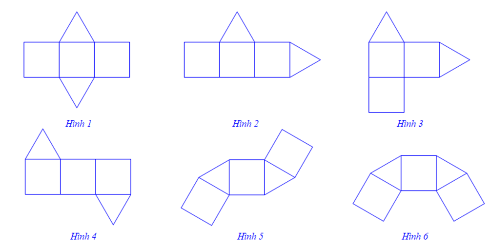 Trong các hình khai triển dưới đây, có bao nhiêu hình gấp lại được thành một hình lăng trụ đứng?
 (ảnh 1)