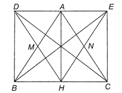 Cho tam giác ABC cân tại A,AH là đường cao. Gọi M,N lần lượt là trung điểm của AB,AC. Gọi D,E lần lượt là điểm sao cho M là trung điểm của HD,N là trung điểm của HE. (ảnh 1)