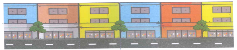 Các ngôi nhà trong khu phố nơi Hà và An được xây sát nhau. Mỗi ngôi nhà rộng 4 m (như bức tranh). Nhà Hà cách nhà An 9 ngôi nhà. Vậy khoảng cách từ nhà Hà đến nhà An là: (ảnh 1)