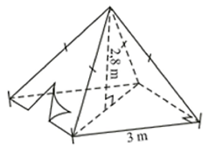 Một chiếc lều có dạng hình chóp tứ giác đều ở trại hè của học sinh có kích thước như hình bên. (ảnh 1)