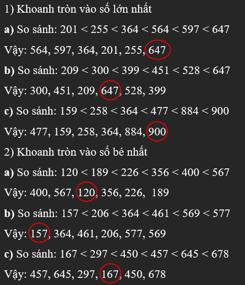 Khoanh tròn vào số lớn nhất (ảnh 1)