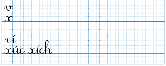 Tập viết v x ví xuc xich (ảnh 1)