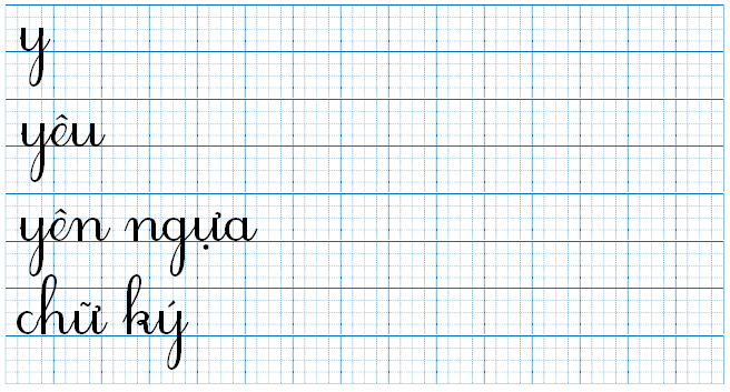 Tập viết y yêu yên ngựa chữ ký (ảnh 1)