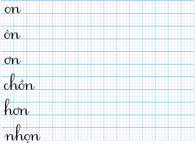 Tập viết on ơn ôn chồn hơn nhọn (ảnh 1)