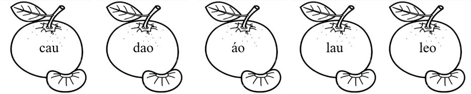 Tô màu xanh lá vào tiếng chứa vần “ao”, màu xanh dương vào tiếng chứa vần “au”: (ảnh 1)