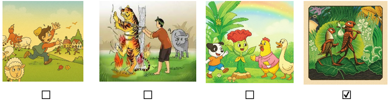 c) Em hãy đánh dấu ✔ vào câu chuyện được nhắc tới trong đoạn văn trên: (ảnh 2)