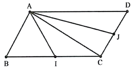 Cho hình bình hành ABCD. Gọi I,J lần lượt là trung điểm BC và CD.a) vec AC = vec AB+ vec AD. (ảnh 1)