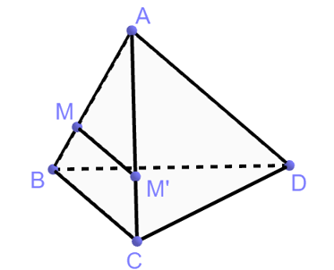a) Cho hình tứ diện ABCD. Trên cạnh AB lấy điểm M sao cho MA = 2MB (ảnh 1)