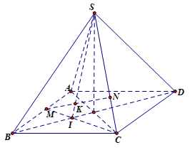 Cho hình chóp S.ABCD có đáy là hình bình hành. M,N lần lượt thuộc đoạn \AB,SC Khẳng định nào sau đây đúng (ảnh 1)