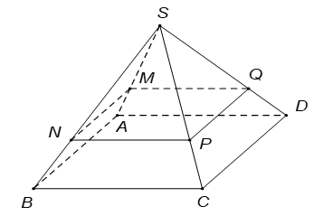 Cho hình chóp S.ABCD, đáy ABCD là hình vuông có cạnh bằng 6 (ảnh 1)