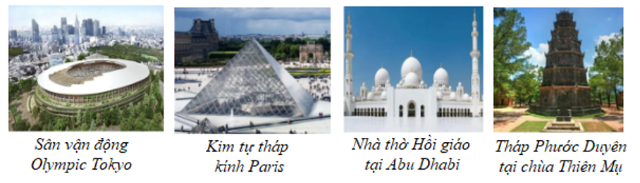 Trong các công trình kiến thức sau, công trình nào thiết kế vừa có đối xứng trục vừa có đối xứng tâm? (ảnh 1)