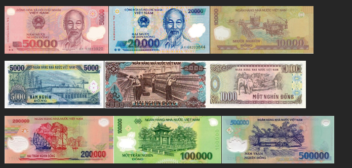 Sắp xếp các tờ tiền sau theo giá trị từ bé đến lớn (ảnh 1)