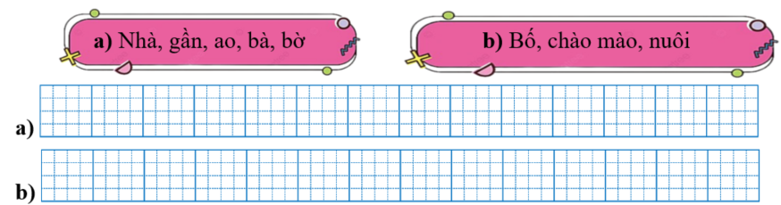 Sếp các từ ngữ thành câu rồi viết lại câu: (ảnh 1)