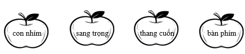 Tô màu xanh lá vào quả táo có tiếng chứa vần “im”, tô màu vàng vào quả táo có tiếng chứa vần “ang”. (ảnh 1)