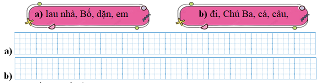 Sếp các từ ngữ thành câu rồi viết lại câu: (ảnh 1)