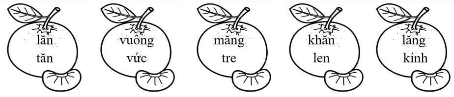 Tô màu xanh lá vào tiếng chứa vần “ăn”, màu xanh dương vào tiếng chứa vần “ăng”: (ảnh 1)