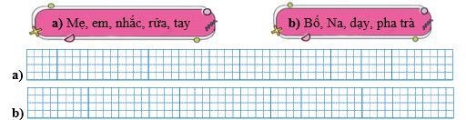 Sếp các từ ngữ thành câu rồi viết lại câu: (ảnh 1)