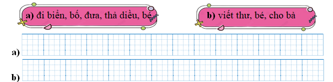 Sếp các từ ngữ thành câu rồi viết lại câu: (ảnh 1)