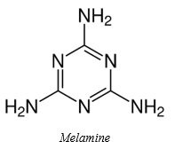 Melamine là hợp chất hữu cơ tan ít trong nước, kết dính tốt được dùng trong chế tạo keo dính, nội thất. (ảnh 1)