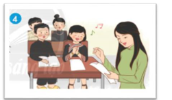 Bức tranh dưới đây tương ứng với câu thơ nào:   A. Trường của em be bé/Nằm lặng giữa rừng cây (ảnh 1)