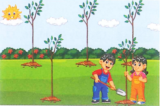 Chiều nay, hai chị em Hà và Huy giúp bố trồng 5 cây nhãn. Hai chị em mất 6 phút để trồng xong một cây nhãn.  a. Hỏi Hà và Huy trồng hết số cây nhãn đó trong bao lâu? (ảnh 1)