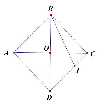 Tính tích vô hướng vecto AO . vecto BI . (ảnh 1)