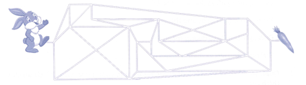 Hãy chỉ đường cho Thỏ tìm được thức ăn bằng cách tô màu vào con đường rẽ theo các đường vuông góc: (ảnh 1)