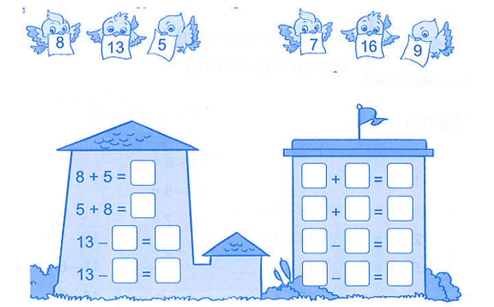 Số? điền các số vào ô trống 8+5 = ... 5+8 = (ảnh 1)