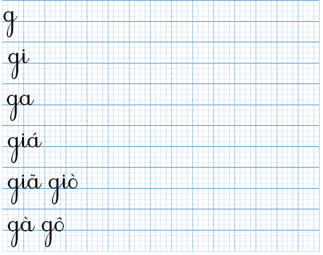 Tập viết g gi ga giá (ảnh 1)