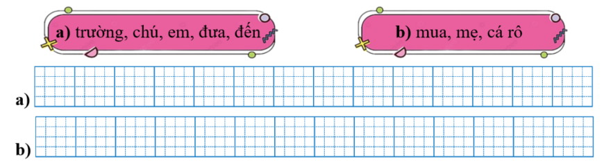 Sếp các từ ngữ thành câu rồi viết lại câu: (ảnh 1)