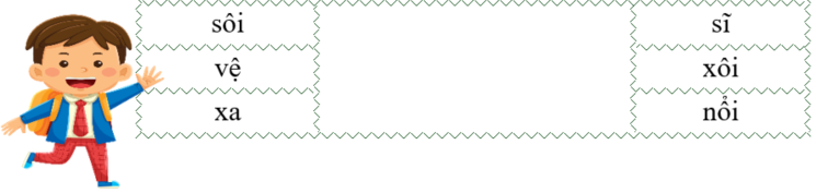 Ghép đúng. sôi		sĩ vệ		xôi xa		nổi (ảnh 1)