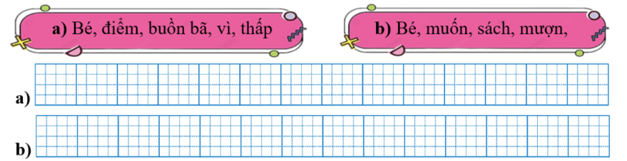 Sếp các từ ngữ thành câu rồi viết lại câu: (ảnh 1)