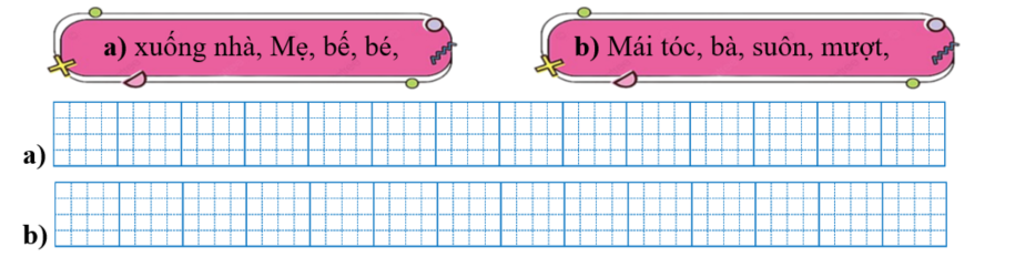 Sếp các từ ngữ thành câu rồi viết lại câu: (ảnh 1)