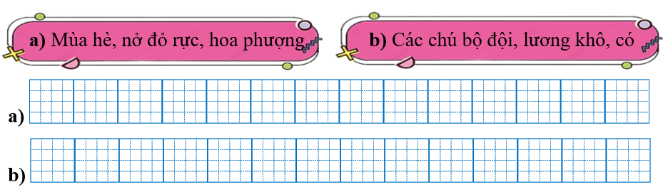 Sếp các từ ngữ thành câu rồi viết lại câu: (ảnh 1)