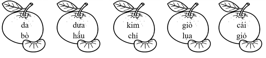 Tô màu xanh lá vào tiếng chứa chữ “d”, màu xanh dương vào tiếng chứa vần “gi”: (ảnh 1)